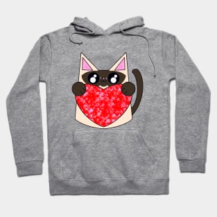 Sammy The Siamese Cat With Valentines Heart Hoodie